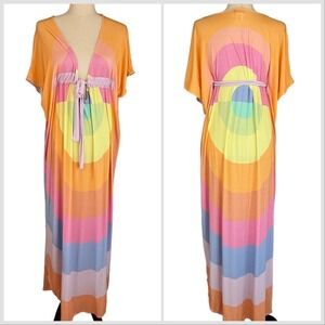 Mara Hoffman electrolyte rainbow maxi dress rare HTF OS